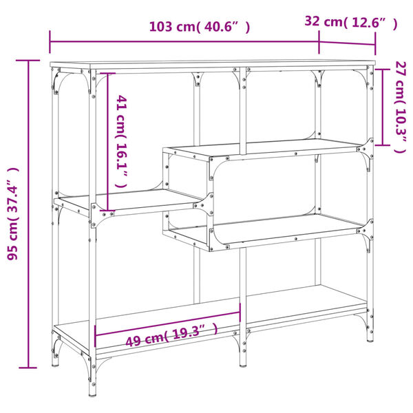 vidaXL Τραπέζι Κονσόλα Μαύρο 103x32x95 εκ. Επεξεργασμένο Ξύλο