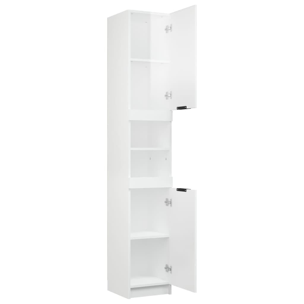 vidaXL Ντουλάπι Μπάνιου Γυαλιστερό Λευκό 32x34x188,5 εκ. Επεξεργ. Ξύλο