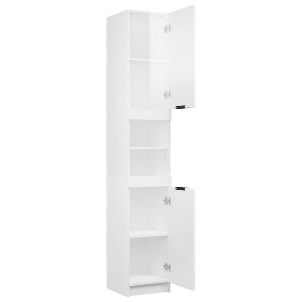 vidaXL Ντουλάπι Μπάνιου Γυαλιστερό Λευκό 32x34x188,5 εκ. Επεξεργ. Ξύλο