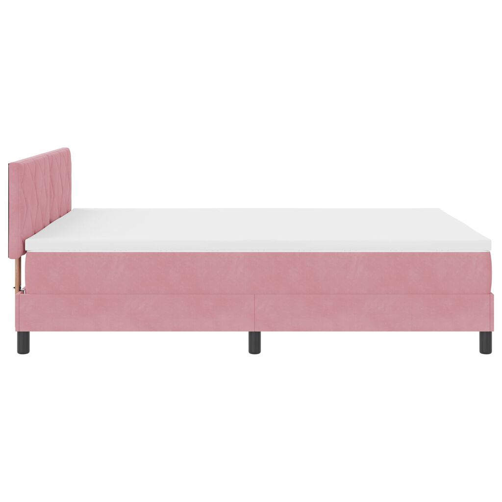 vidaXL Κρεβάτι Box Spring με Στρώμα Ροζ 140x200 εκ Βελούδο