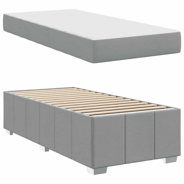 vidaXL Σκελετός Κρεβατιού Ανοιχτό γκρι 90 x 200 cm ύφασμα