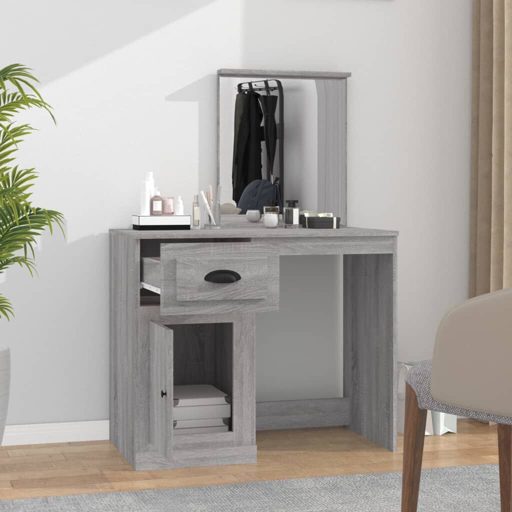 vidaXL Μπουντουάρ με Καθρέφτη Γκρι Sonoma 90x50x132,5 εκ. Επεξ. Ξύλο