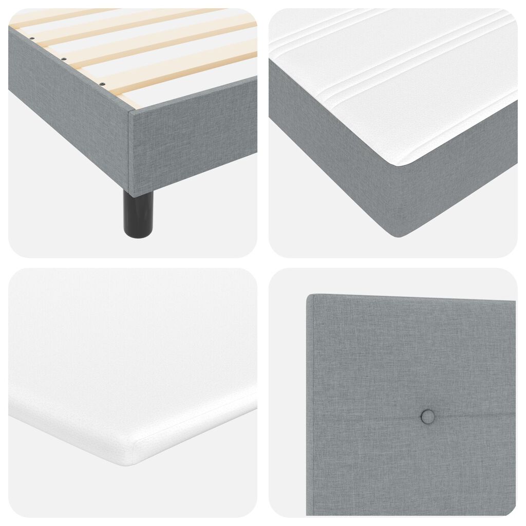 vidaXL Κρεβάτι Box Spring με Στρώμα & LED Φως Γκρι 200x200 εκ. Υφάσματος