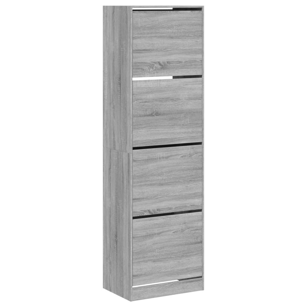 vidaXL Παπουτσοθήκη με 4 Ανακλ. Συρτάρια Γκρι Sonoma 60x42x204 εκ.