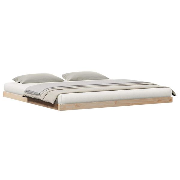 vidaXL Κρεβάτι δαπέδου Φυσικό 200 x 210 cm Μασίφ ξύλο πεύκου