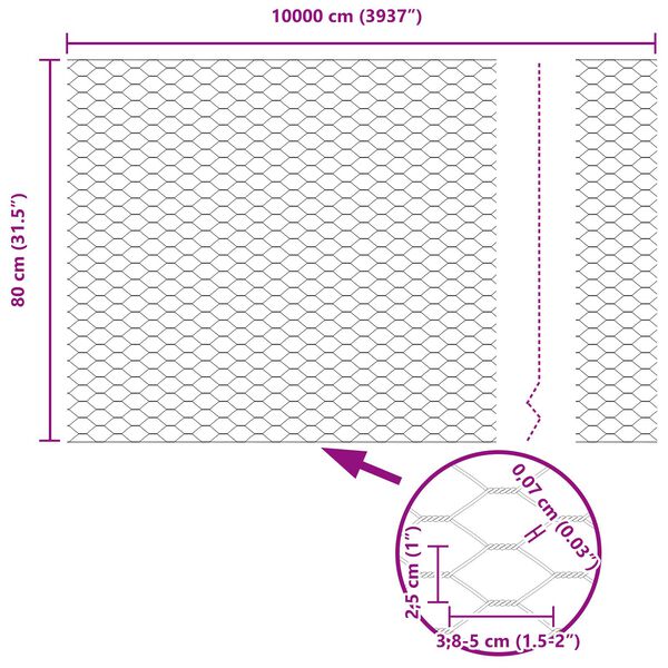 Φράχτης VidaXL Εξαγωνικός Πράσινος 0.8x100 μ Χάλυβας