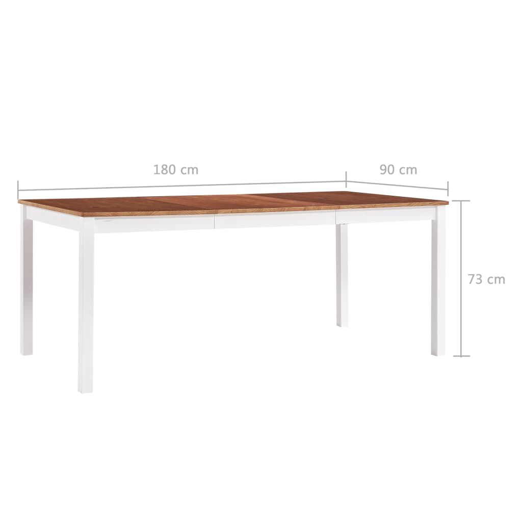 vidaXL Τραπεζαρία Λευκή / Καφέ 180 x 90 x 73 εκ. από Ξύλο Πεύκου