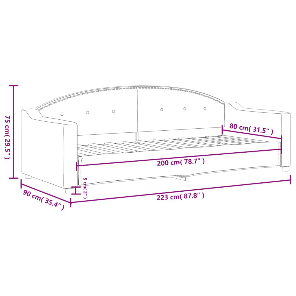 vidaXL Καναπές Κρεβάτι Μαύρος 80 x 200 εκ. Υφασμάτινος