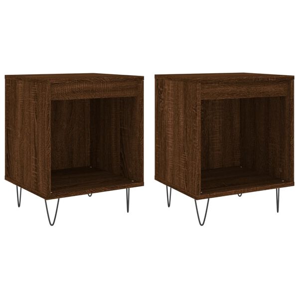 vidaXL Κομοδίνα 2 τεμ. Καφέ Δρυς 40 x 35 x 50 εκ. από Επεξεργ. Ξύλο