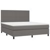 vidaXL Κρεβάτι Boxspring με Στρώμα & LED Γκρι 160x200 εκ. Συνθ. Δέρμα