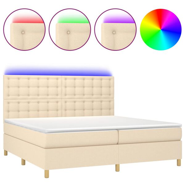 vidaXL &Kappa;&rho;&epsilon;&beta;ά&tau;&iota; Boxspring &mu;&epsilon; &Sigma;&tau;&rho;ώ&mu;&alpha; & LED &Kappa;&rho;&epsilon;&mu; 200x200 &epsilon;&kappa;. &Upsilon;&phi;&alpha;&sigma;&mu;ά&tau;&iota;&nu;&omicron;