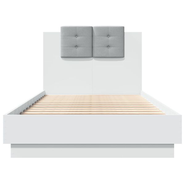 vidaXL Πλαίσιο Κρεβατιού με Κεφαλάρι/LED Λευκό 90 x 190 εκ.