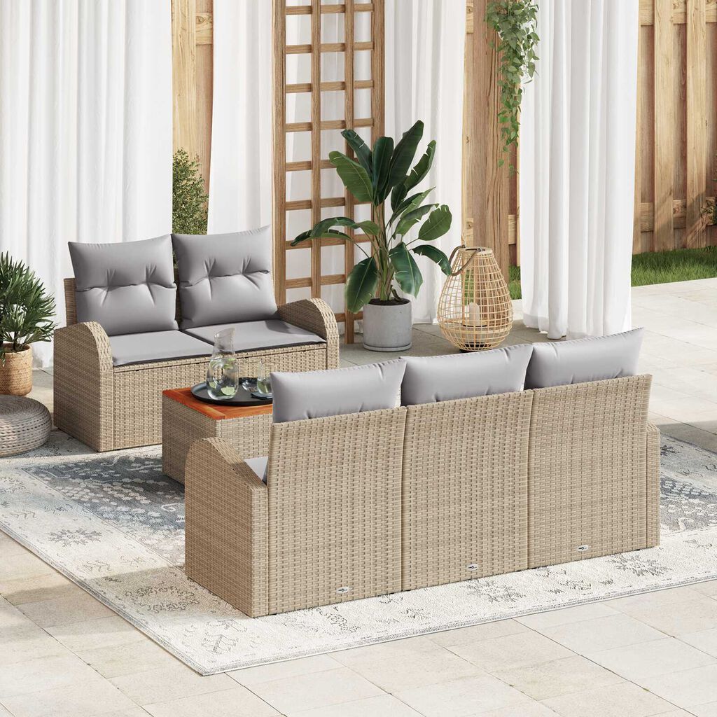 vidaXL Σετ Καναπέ Κήπου 6 pcs Beige, ανοιχτό γκρι