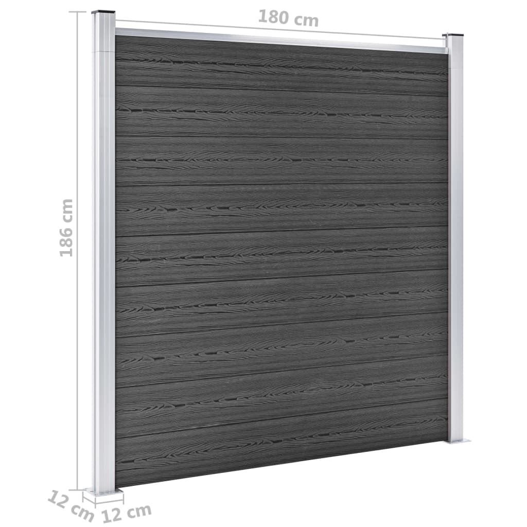 vidaXL Σετ Πάνελ Περίφραξης Μαύρο 1657 x (105-186) εκ. από WPC