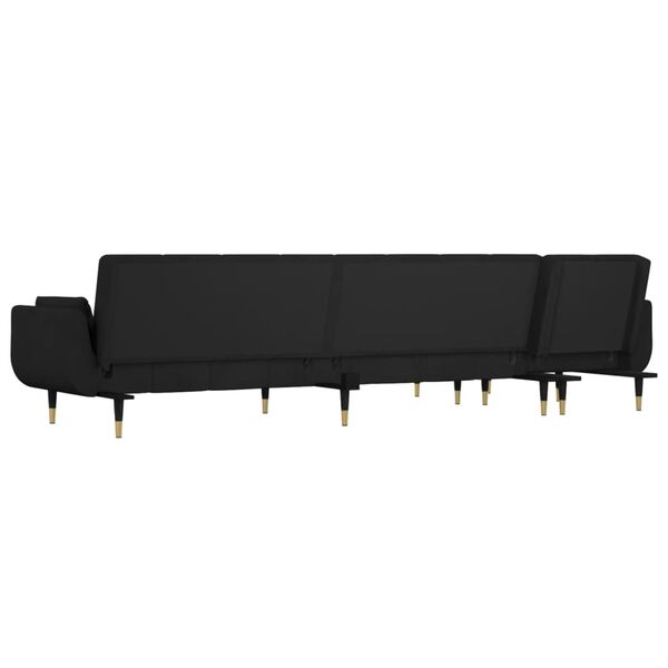 vidaXL Καναπές Κρεβάτι Γωνιακός Μαύρος 275 x 140 x 70 εκ. Βελούδινος