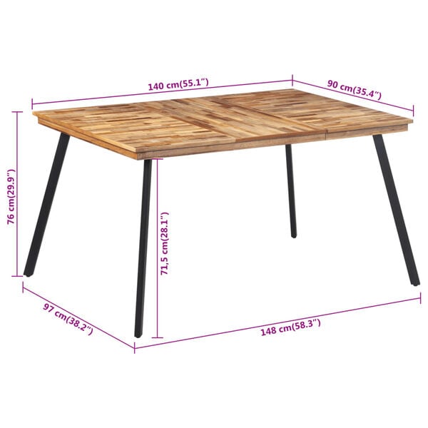 vidaXL Τραπεζαρία 148 x 97 x 76 εκ. από Μασίφ Ξύλο Teak