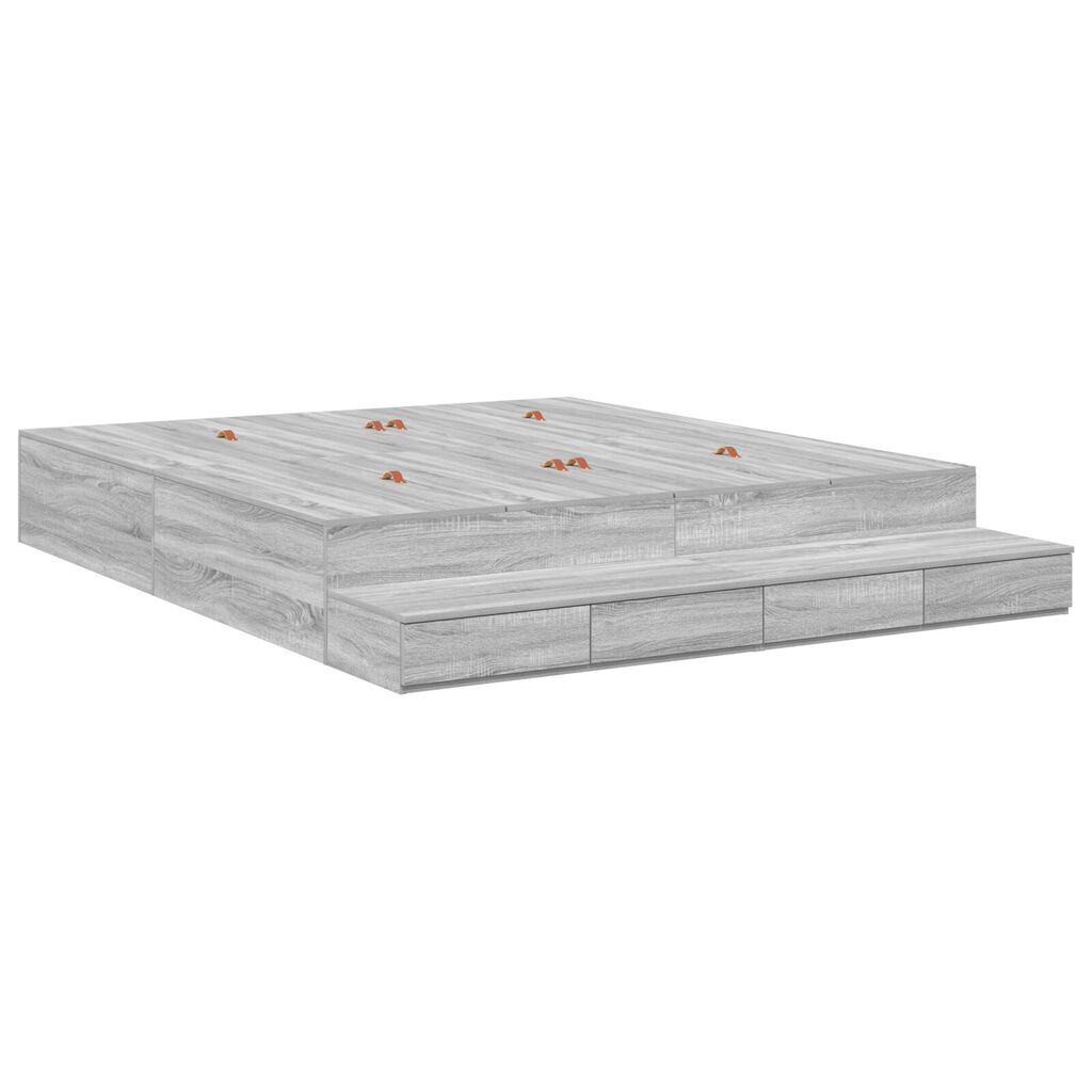 vidaXL Κρεβάτι με Αποθηκευτικό Χώρο Γκρι sonoma 200x200 εκ.