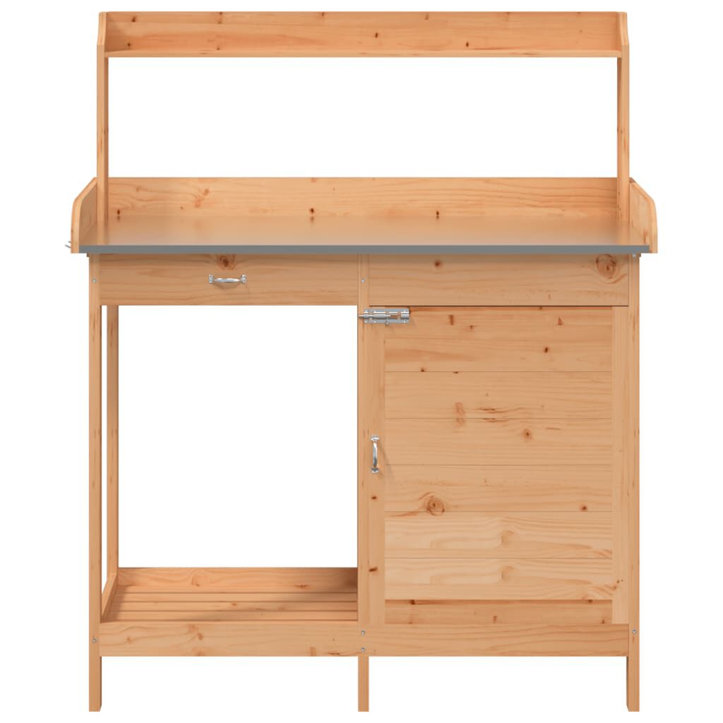 vidaXL Τραπέζι για Γλάστρες+Ντουλάπι Καφέ 110,5x45x124,5εκ Μασίφ Ελάτη