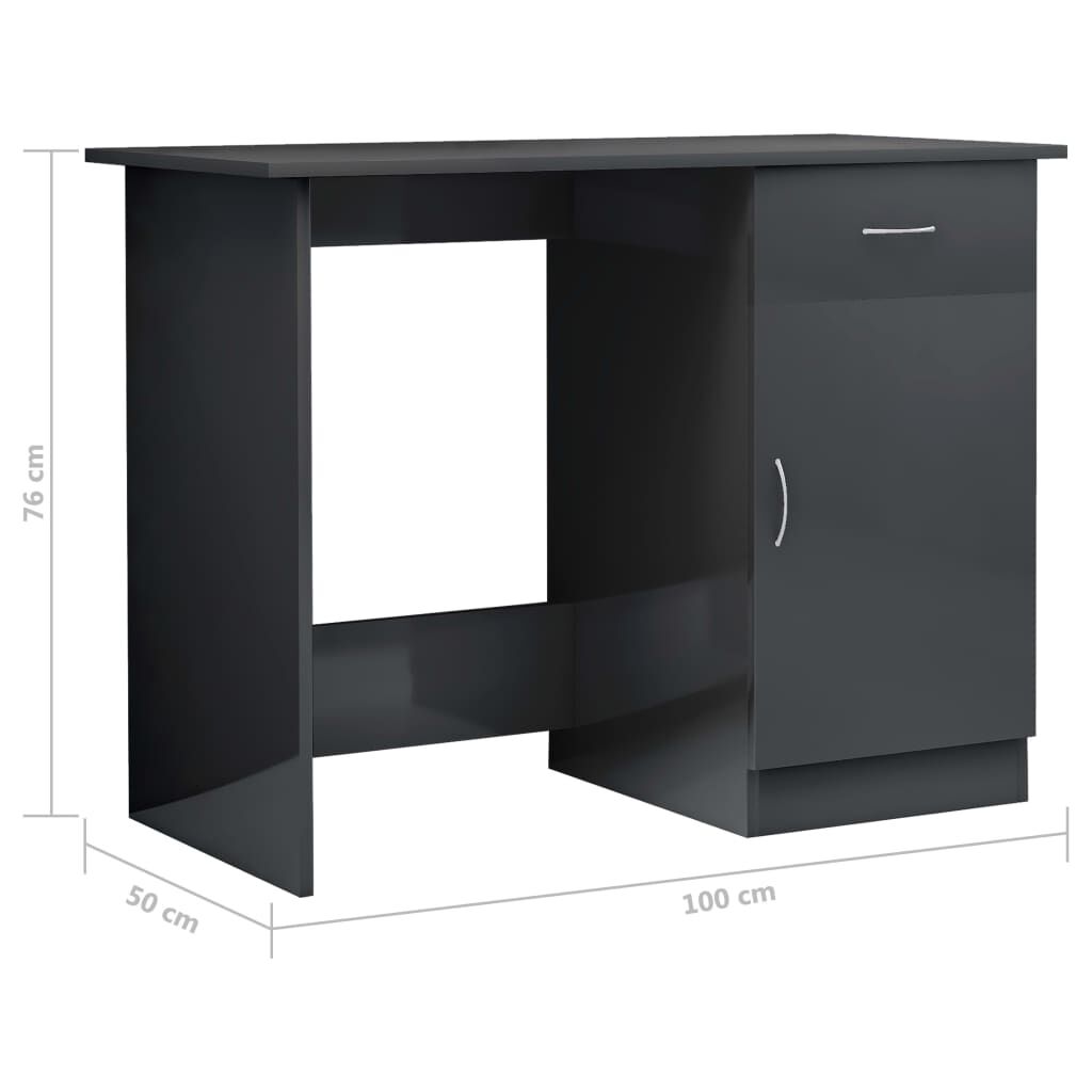 vidaXL Γραφείο Γυαλιστερό Γκρι 100 x 50 x 76 εκ. από Μοριοσανίδα