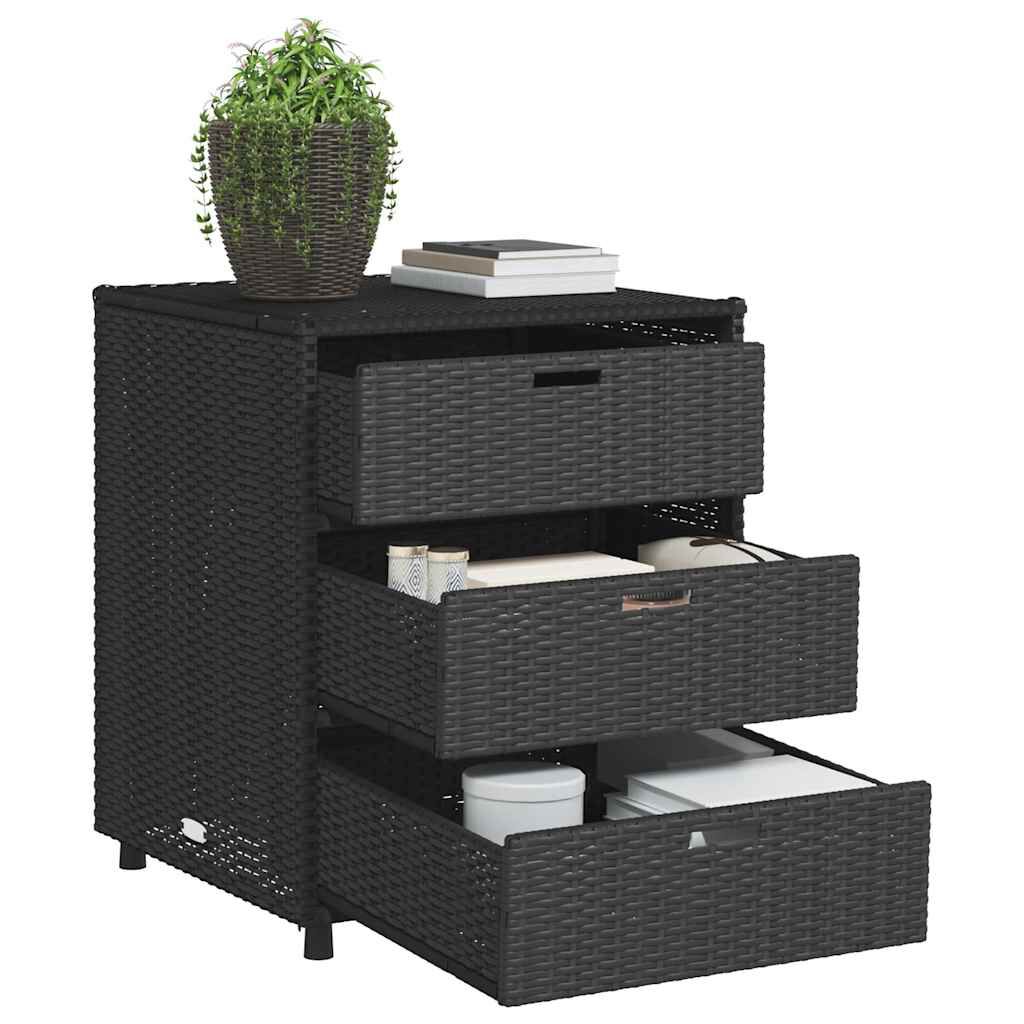 vidaXL Ντουλάπι Αποθήκευσης Κήπου Μαύρο 55x59x69 εκ. Συνθετικό Ρατάν