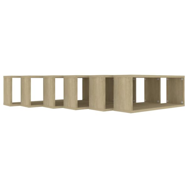 vidaXL Ράφια Κύβοι Τοίχου 6 τεμ. Sonoma Δρυς 60x15x23 εκ. Επεξ. Ξύλο