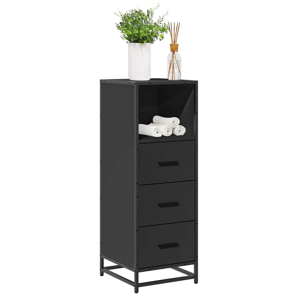 vidaXL Ντουλάπι μπάνιου Μαύρο 35x37,5x100 cm Ξύλινη κατασκευή
