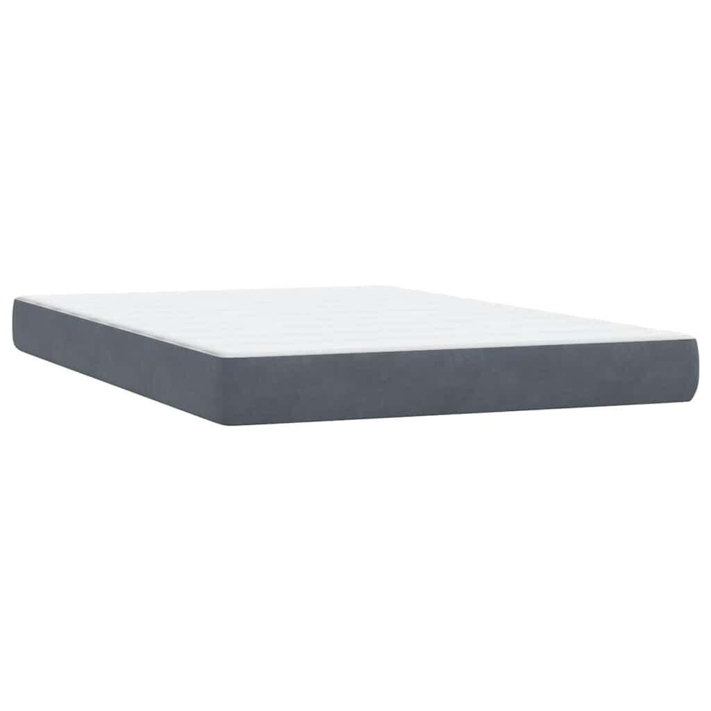 vidaXL Κρεβάτι Boxspring με Στρώμα Σκούρο Γκρι 140x210 εκ. Βελούδινο