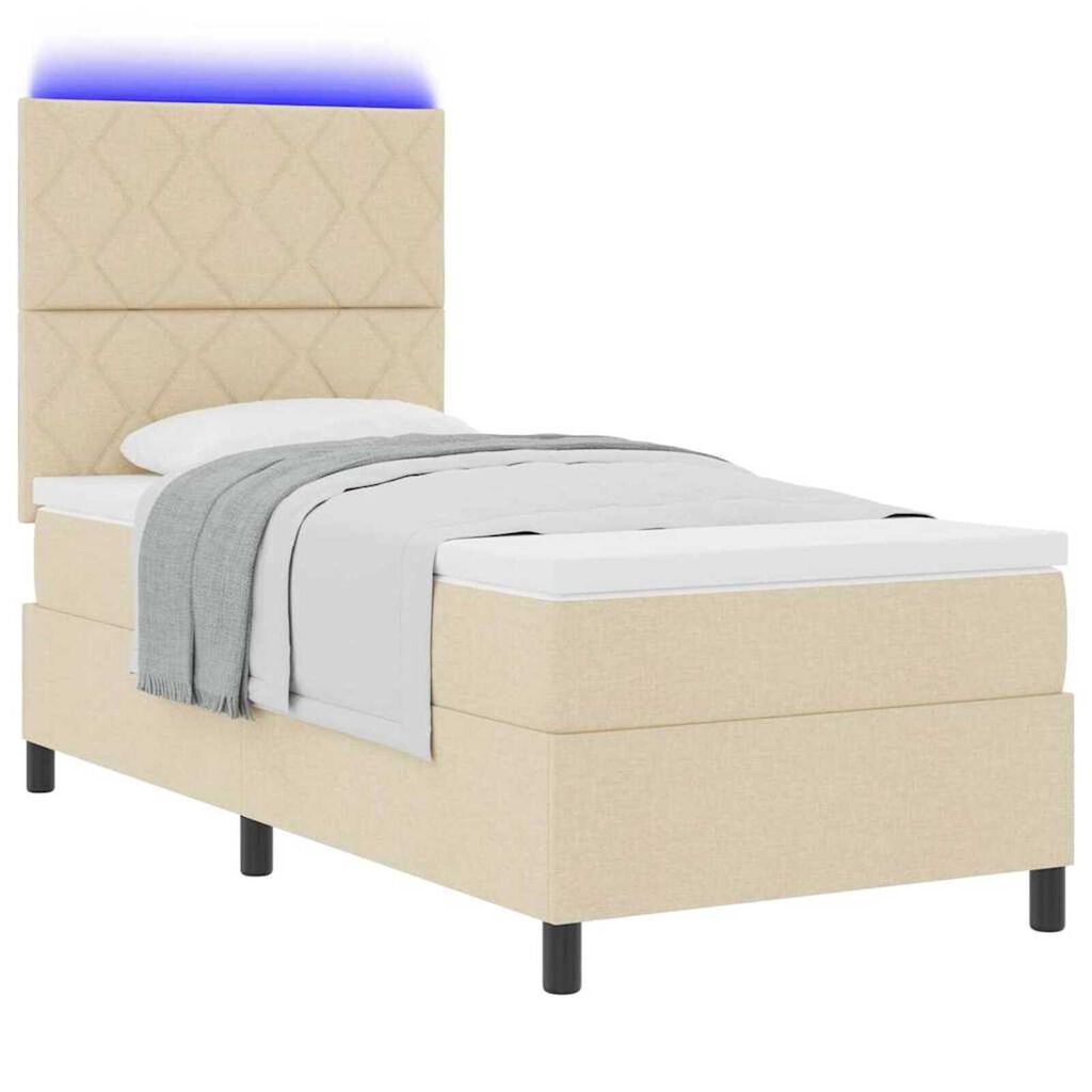 vidaXL Κρεβάτι με ελατήρια με στρώμα Κρεμ 100 x 200 cm ύφασμα