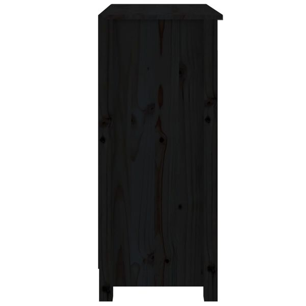 vidaXL Συρταριέρα Μαύρος 70 x 35 x 80 εκ. από Μασίφ Ξύλο Πεύκου