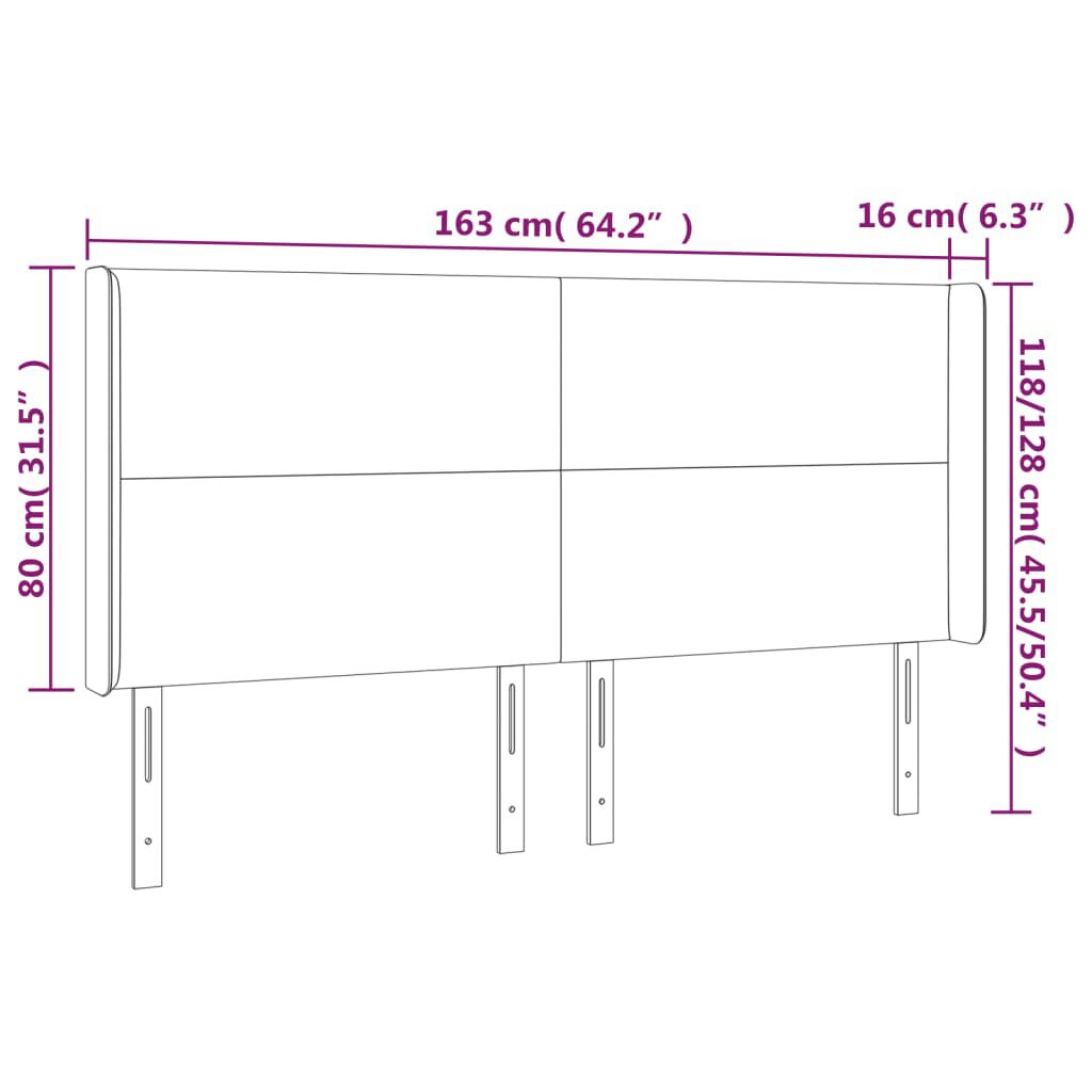 vidaXL Κεφαλάρι Κρεβατιού LED Γκρι 163x16x118/128 εκ. Συνθετ. Δέρμα