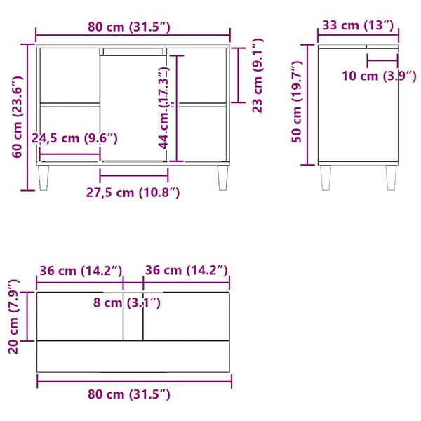 vidaXL Ντουλάπι Νιπτήρα Μαύρο Δρυς 80x33x60 εκ. από Τεχνητό Ξύλο