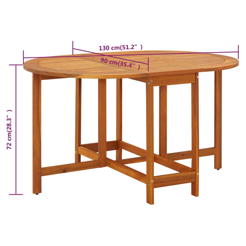 vidaXL Τραπέζι Κήπου 130 x 90 x 72 εκ. από Μασίφ Ξύλο Ακακίας