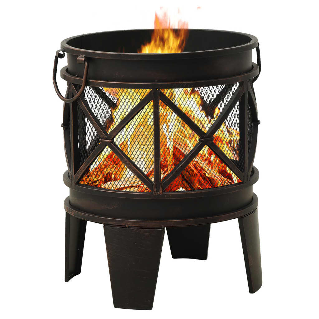 313637 vidaXL Rustic Fire Pit with Poker Φ42x54 cm Steel