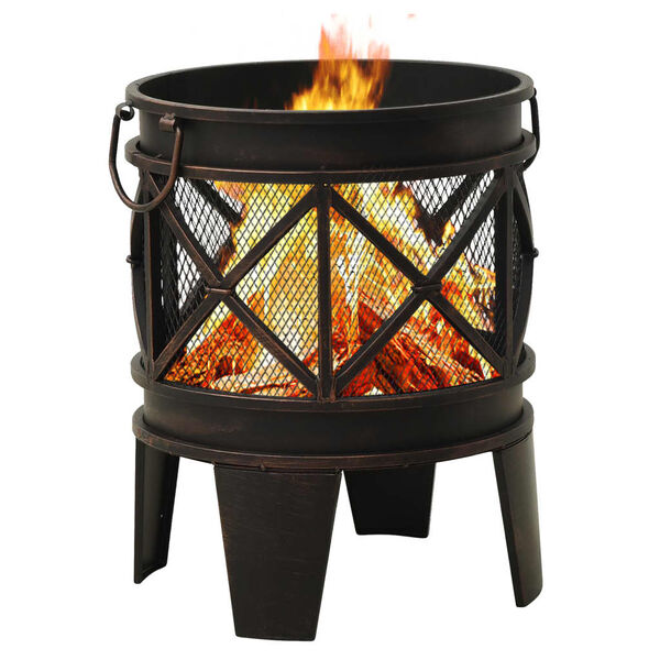 313637 vidaXL Rustic Fire Pit with Poker Φ42x54 cm Steel
