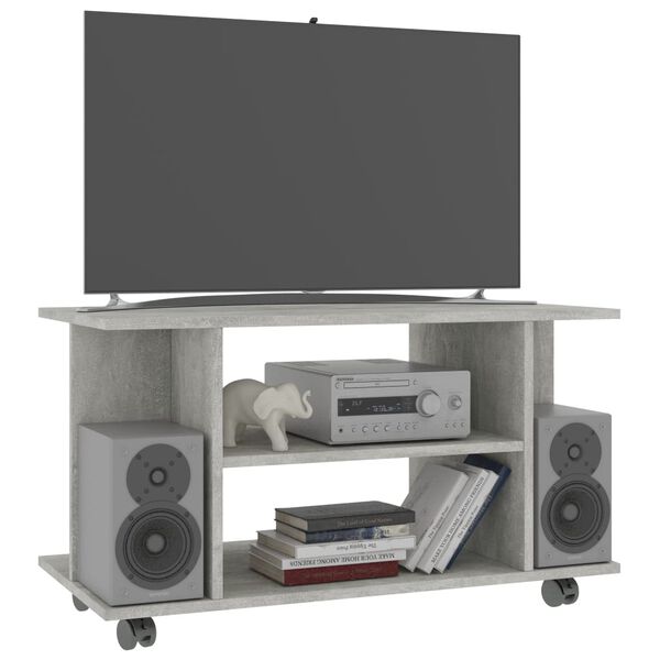 vidaXL Έπιπλο TV με Ρόδες Γκρι Σκυροδέματος 80x40x45 εκ. Επεξ. Ξύλο