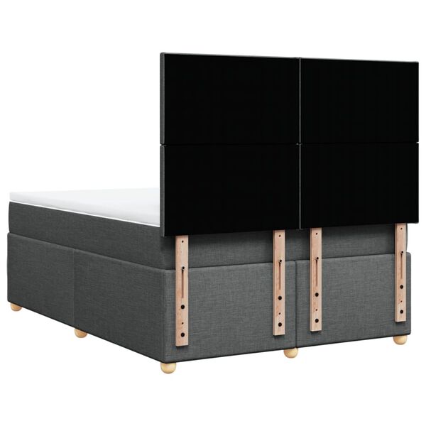 vidaXL Κρεβάτι Boxspring με Στρώμα Σκούρο Γκρι 140x200 εκ Υφασμάτινο