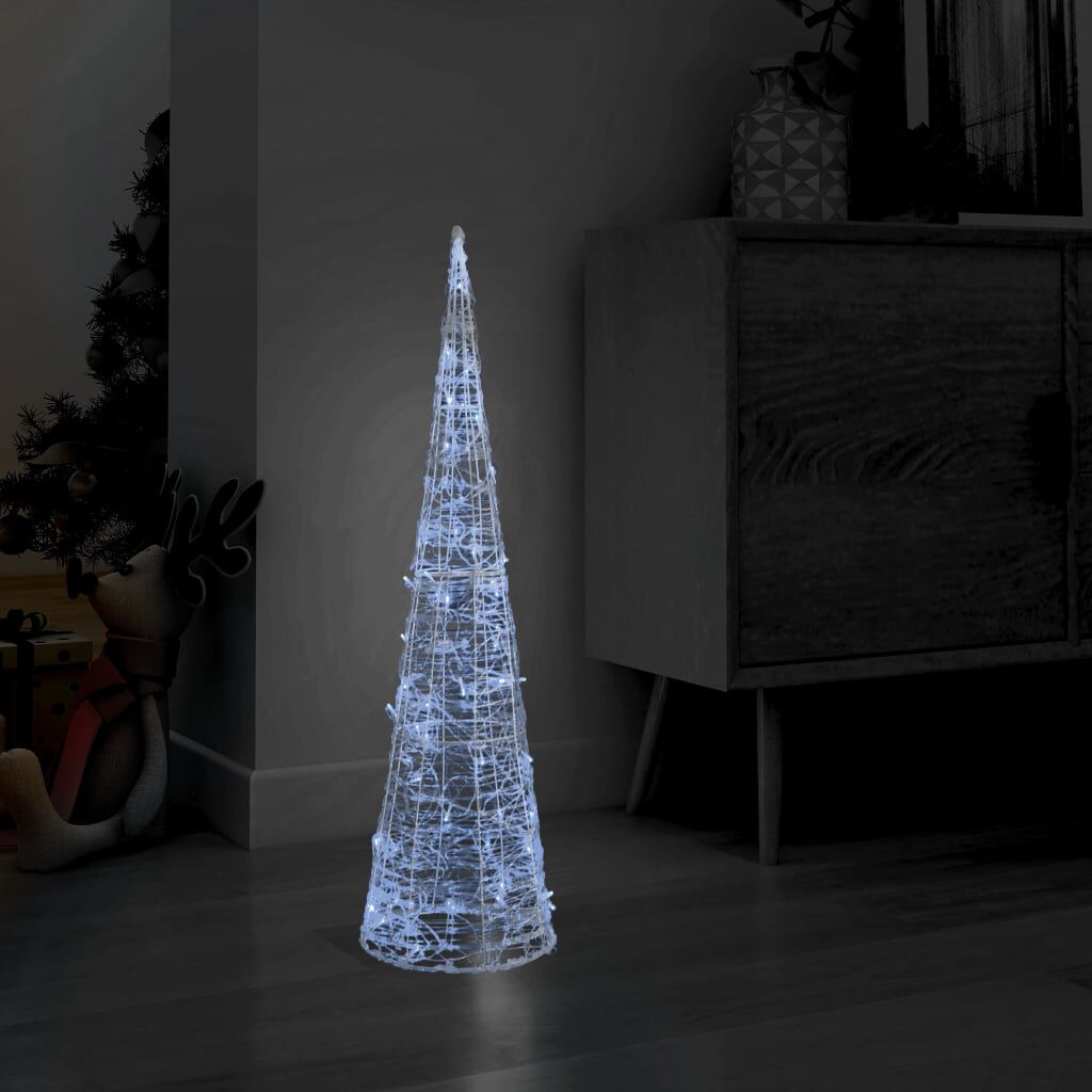 vidaXL Πυραμίδα Κωνική Διακοσμητική LED Ακρυλ. Ψυχρό Λευκό 90 εκ.