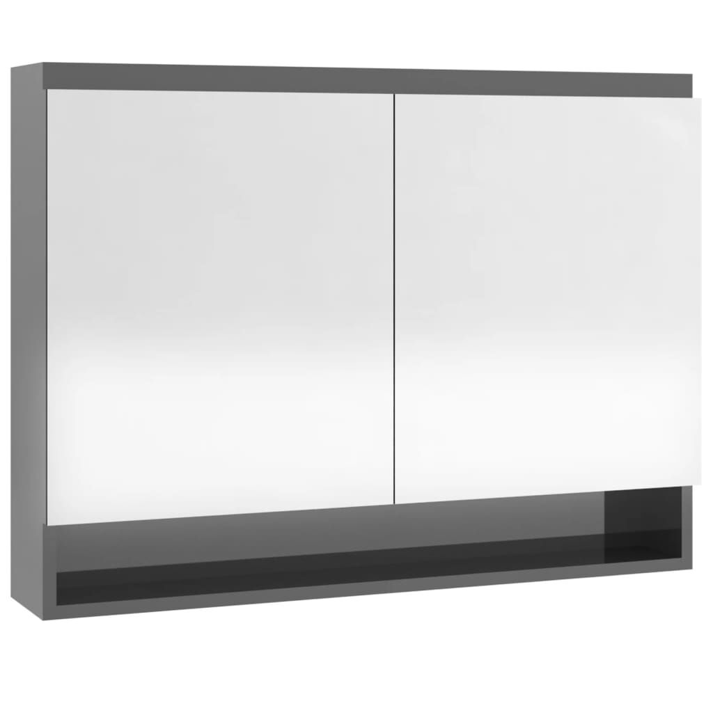 vidaXL Ντουλάπι Μπάνιου με Καθρέφτη 80x15x60 εκ. Λαμπερό Γκρι από MDF