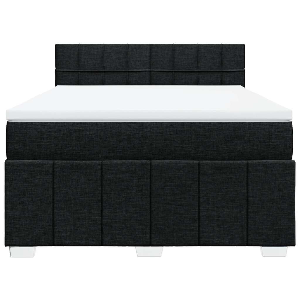 vidaXL Κρεβάτι Boxspring με Στρώμα Μαύρο 140x200 εκ. Υφασμάτινο