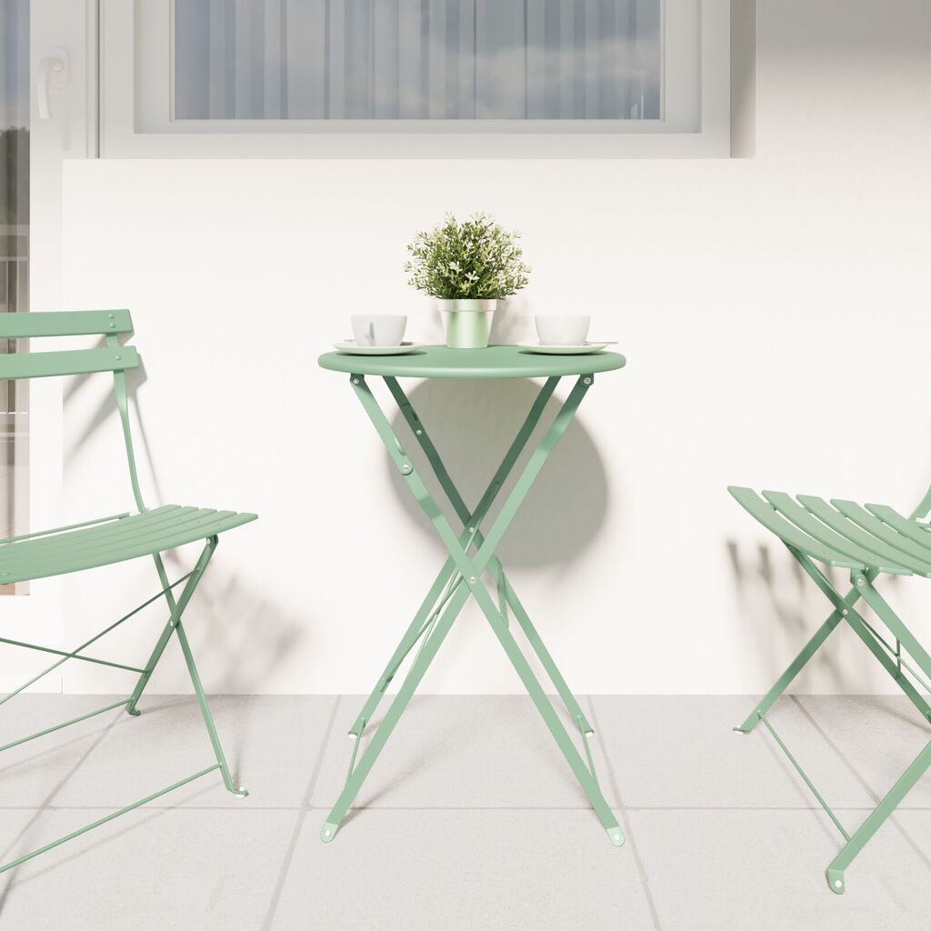 vidaXL Folding Garden Table Light Mint Ø50x71 cm Steel
