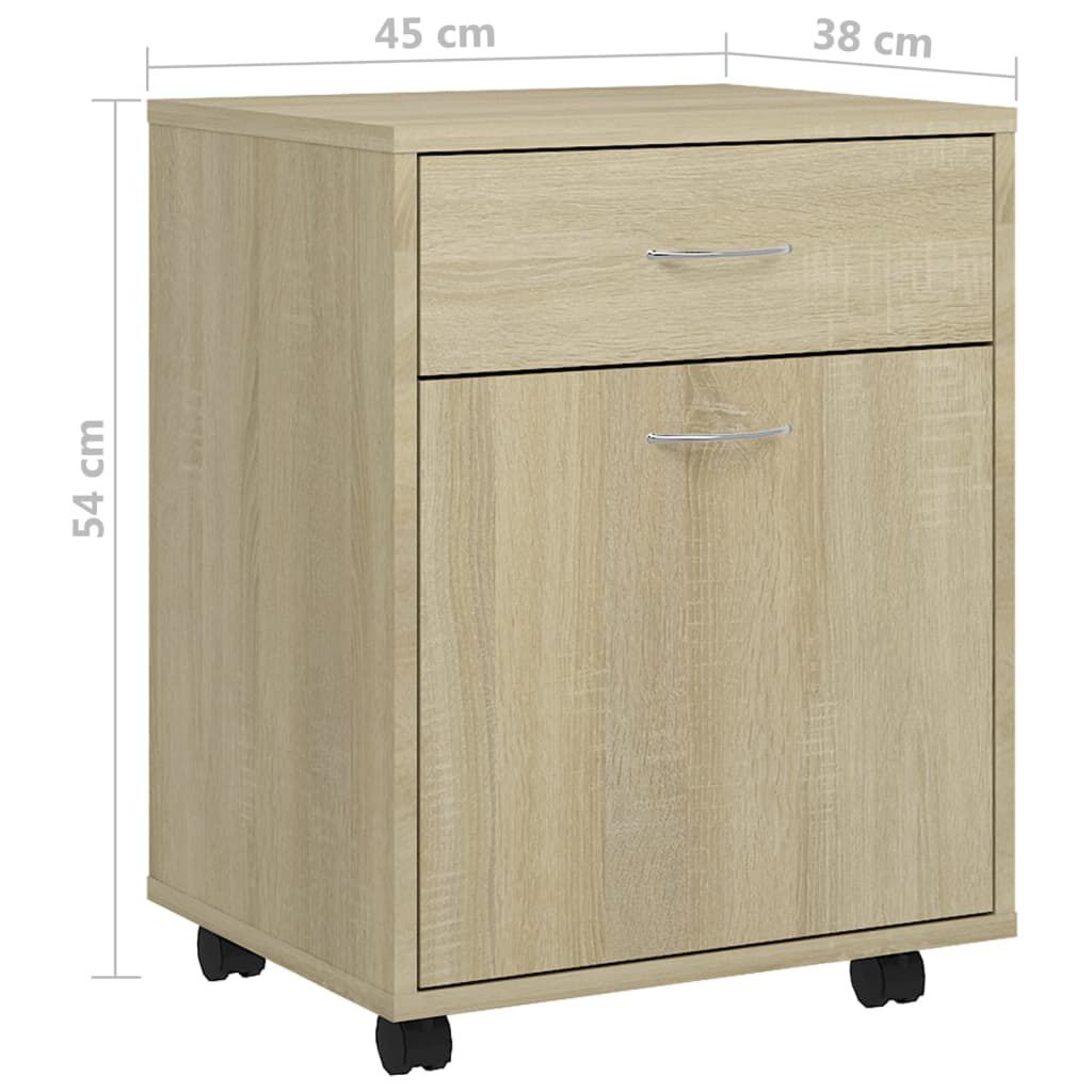 vidaXL Ντουλάπι Τροχήλατο Sonoma Δρυς 45 x 38 x 54 εκ. από Επεξ. Ξύλο