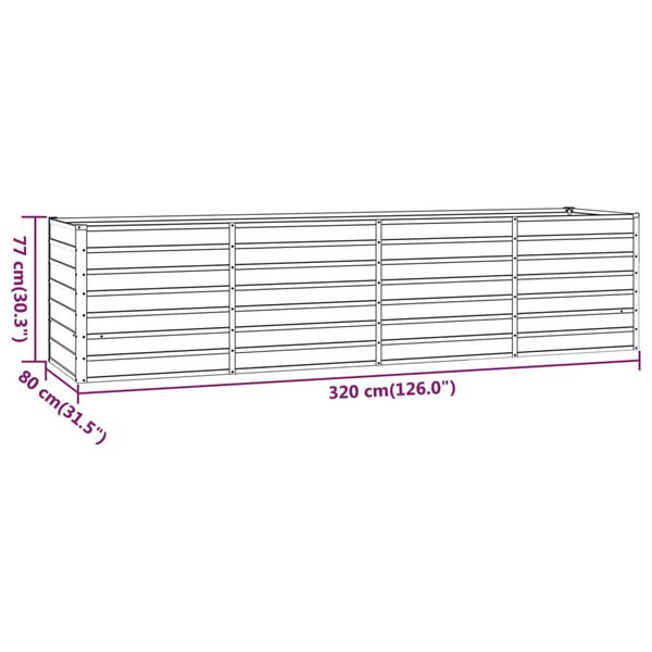 vidaXL Ζαρντινιέρα Σκουριασμένο 320x80x77 εκ. Ατσάλι Σκληρυθέν Αέρα