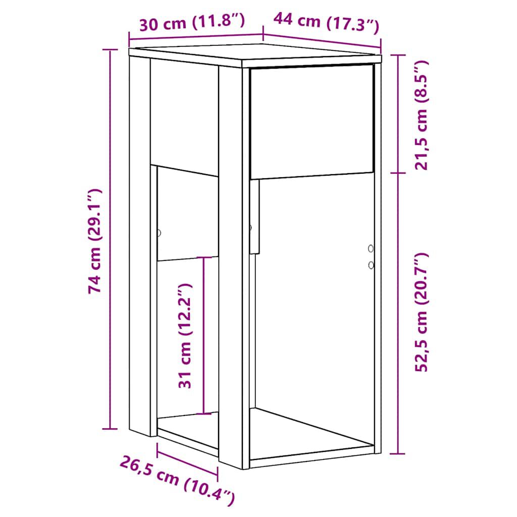 vidaXL Βάση πύργου υπολογιστή με συρτάρι Γκρι Sonoma 30x44x74 εκ.