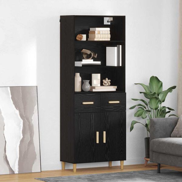 vidaXL Highboard &Mu;&alpha;ύ&rho;&eta; &Omicron;&xi;&upsilon;ά 69,5 x 32,5 x 180 &epsilon;&kappa; &Epsilon;&pi;&epsilon;&xi;&epsilon;&rho;&gamma;&alpha;&sigma;&mu;έ&nu;&omicron; &xi;ύ&lambda;&omicron;