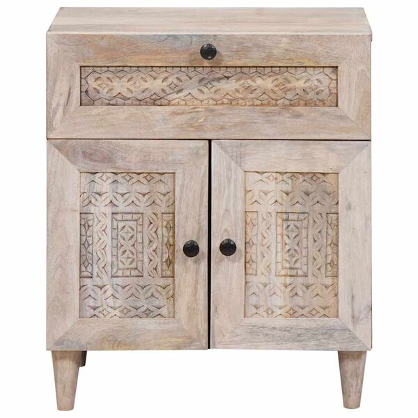 vidaXL Κομοδίνο με συρτάρι Μπεζ 50 x 33 x 60 εκ Μασίφ ξύλο μάνγκο
