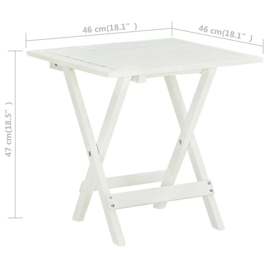 vidaXL Τραπέζι Bistro Λευκό 46 x 46 x 47 εκ. από Μασίφ Ξύλο Ακακίας