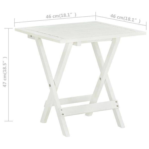 vidaXL Τραπέζι Bistro Λευκό 46 x 46 x 47 εκ. από Μασίφ Ξύλο Ακακίας