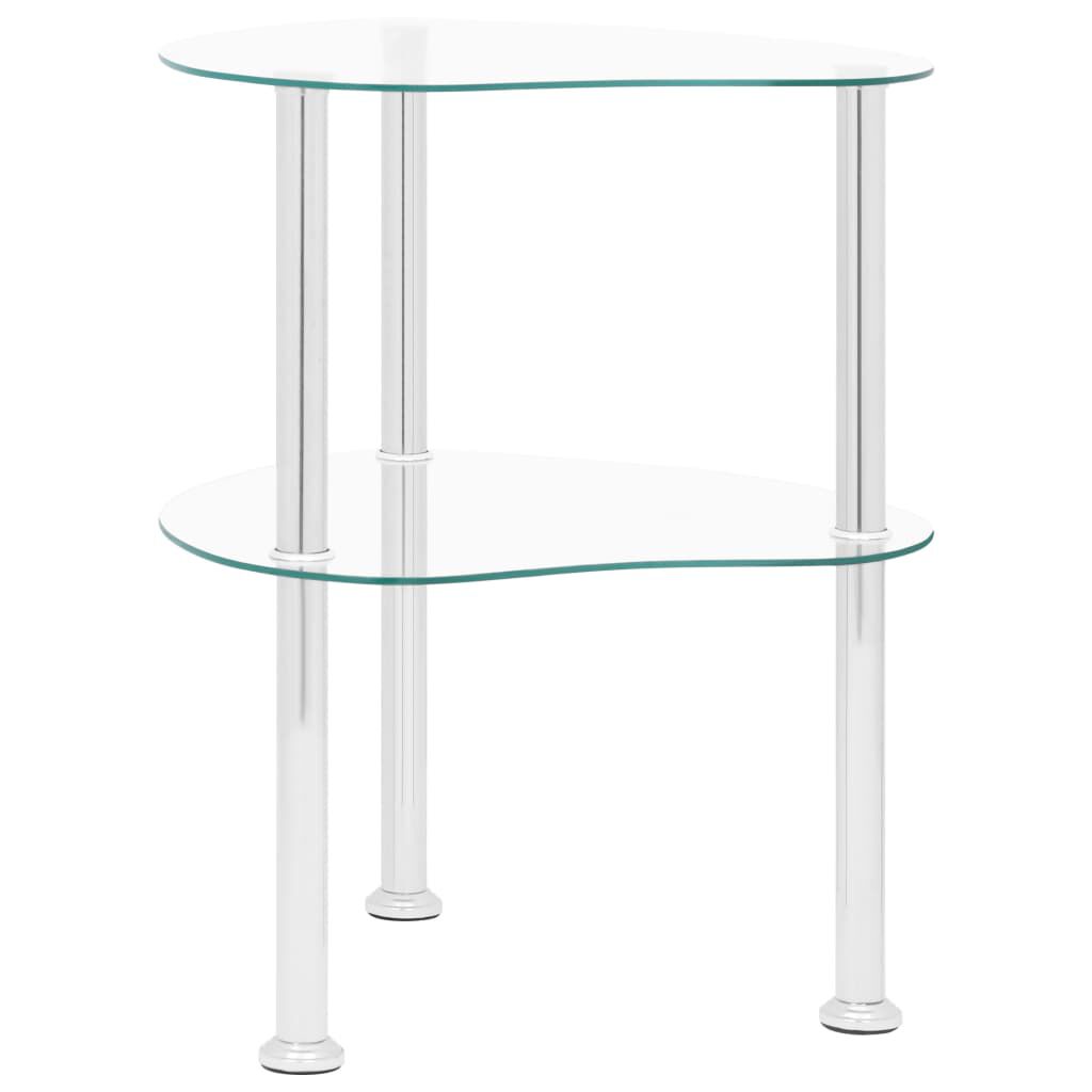 vidaXL Τραπεζάκι Σαλονιού 2 Επιπέδων Διαφανές 38x38x50 εκ. Ψημ. Γυαλί