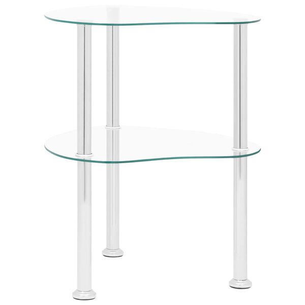 vidaXL Τραπεζάκι Σαλονιού 2 Επιπέδων Διαφανές 38x38x50 εκ. Ψημ. Γυαλί