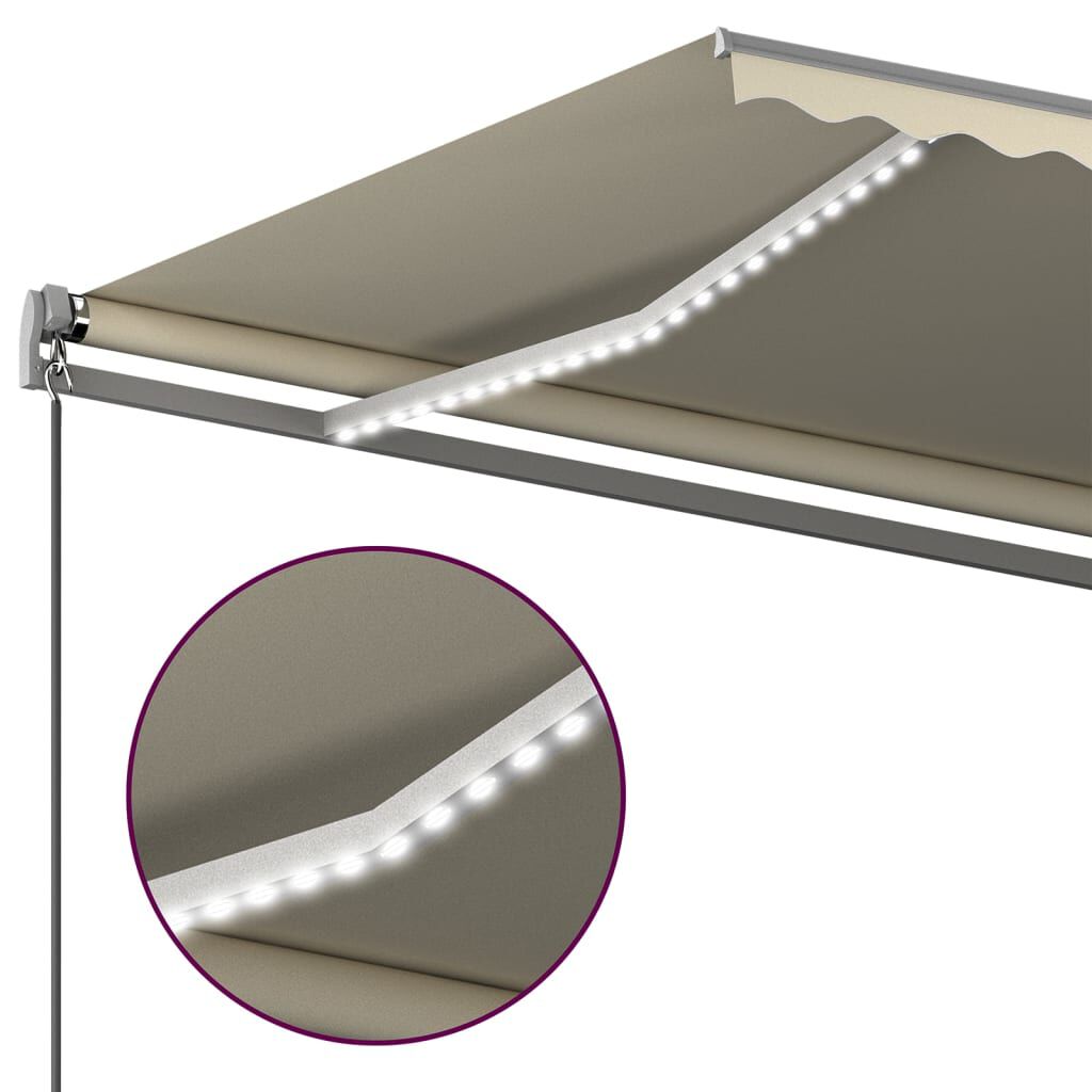 vidaXL Τέντα Αυτόματη με LED και Αισθητήρα Ανέμου Κρεμ 500x350 εκ.